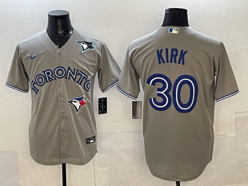 Men 2025 Nike Toronto Blue Jays #30 Kirk Grey Game MLB Jersey 05